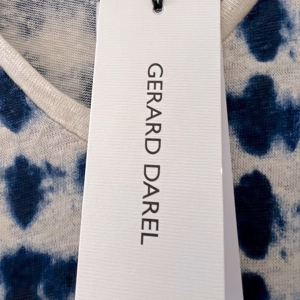 NEW Gerard Darel Appoline Abstract Print Linen V-Neck T-Shirt, Size Small - Picture 6 of 11